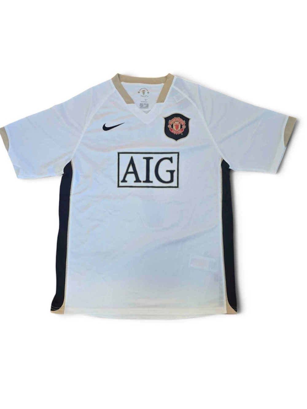 White & Black Manchester United AIG Soccer Jersey Size large